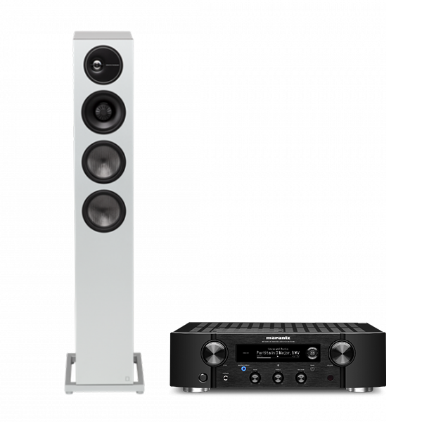 neutrale Somber rouw Marantz PM7000N High-end Stereo versterker + Definitive Technology Demand  series D15 speakers - 2 stuks - Wit